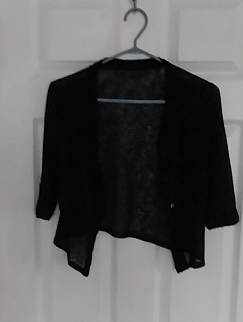 Women's Black Open-Front Draped Cardigan